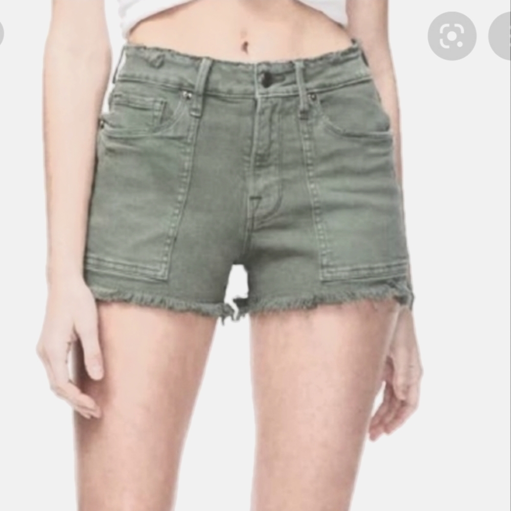Good American Olive green cut off shorts
